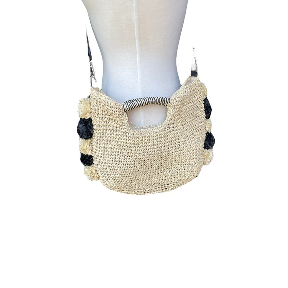 Topshop Bali Pom Pom Straw Purse Handbag Beachbag Resort Summer